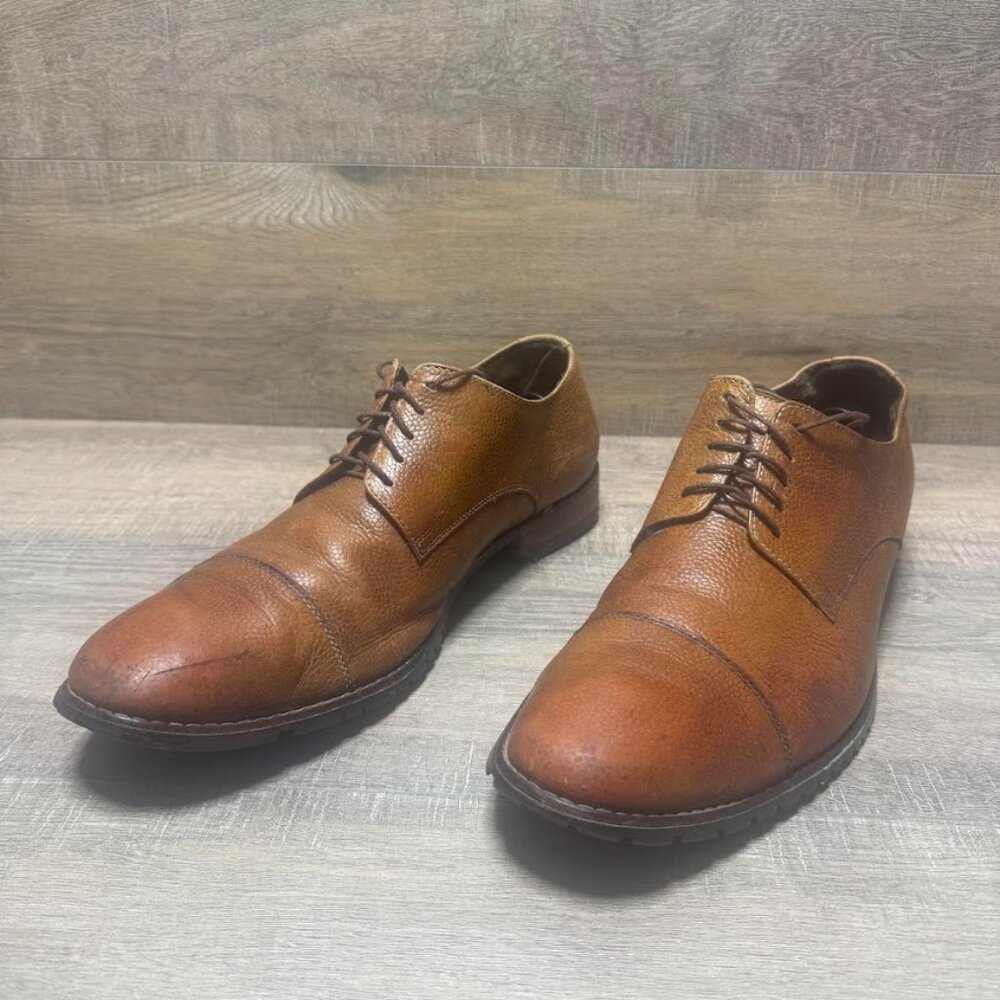 Cole Haan Pebbled Brown Leather Cap Toe Oxford Shoes Men's Size 14